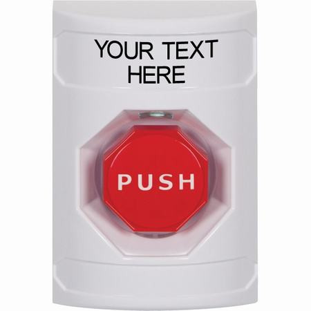 SS2305ZA-EN STI White No Cover Momentary (Illuminated) Stopper Station with Non-Returnable Custom Text Label English