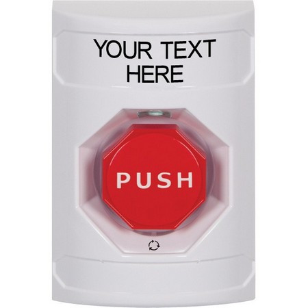 SS2309ZA-EN STI White No Cover Turn-to-Reset (Illuminated) Stopper Station with Non-Returnable Custom Text Label English