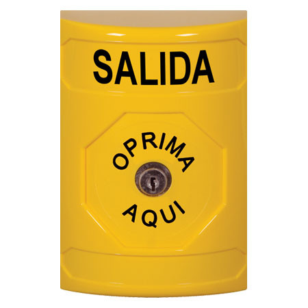 SS2200XT-ES STI Yellow No Cover Key-to-Reset Stopper Station with EXIT Label Spanish