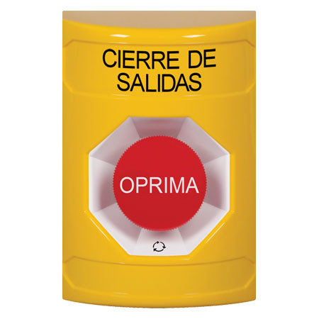 SS2201LD-ES STI Yellow No Cover Turn-to-Reset Stopper Station with LOCKDOWN Label Spanish