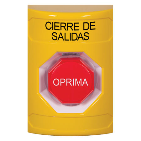 SS2202LD-ES STI Yellow No Cover Key-to-Reset (Illuminated) Stopper Station with LOCKDOWN Label Spanish