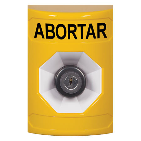 SS2203AB-ES STI Yellow No Cover Key-to-Activate Stopper Station with ABORT Label Spanish