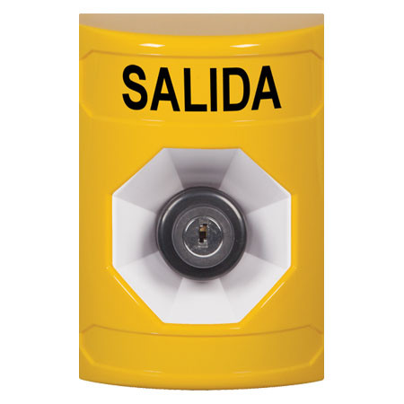 SS2203XT-ES STI Yellow No Cover Key-to-Activate Stopper Station with EXIT Label Spanish