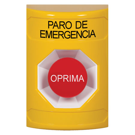 SS2204ES-ES STI Yellow No Cover Momentary Stopper Station with EMERGENCY STOP Label Spanish
