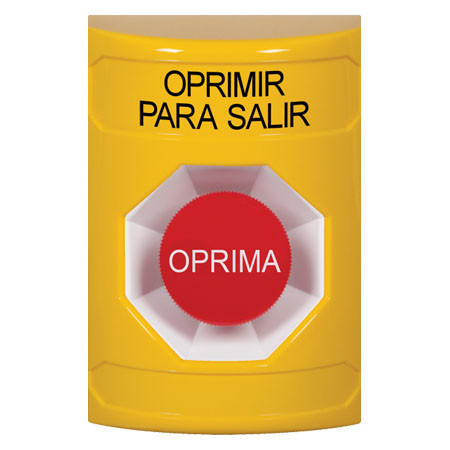SS2204PX-ES STI Yellow No Cover Momentary Stopper Station with PUSH TO EXIT Label Spanish