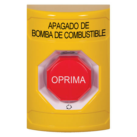 SS2209PS-ES STI Yellow No Cover Turn-to-Reset (Illuminated) Stopper Station with FUEL PUMP SHUT DOWN Label Spanish