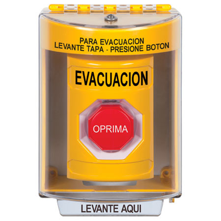 SS2272EV-ES STI Yellow Indoor/Outdoor Surface Key-to-Reset (Illuminated) Stopper Station with EVACUATION Label Spanish