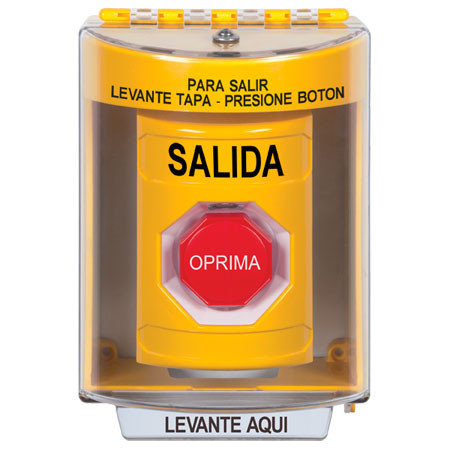 SS2282XT-ES STI Yellow Indoor/Outdoor Surface w/ Horn Key-to-Reset (Illuminated) Stopper Station with EXIT Label Spanish