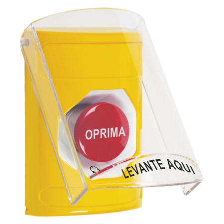 SS22A1NT-ES STI Yellow Indoor Only Flush or Surface w/ Horn Turn-to-Reset Stopper Station with No Text Label Spanish