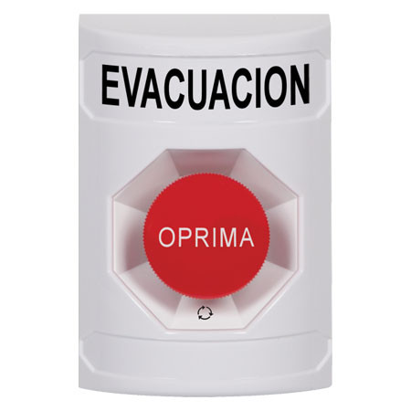 SS2301EV-ES STI White No Cover Turn-to-Reset Stopper Station with EVACUATION Label Spanish