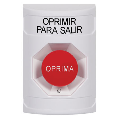 SS2301PX-ES STI White No Cover Turn-to-Reset Stopper Station with PUSH TO EXIT Label Spanish