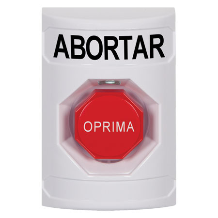 SS2302AB-ES STI White No Cover Key-to-Reset (Illuminated) Stopper Station with ABORT Label Spanish