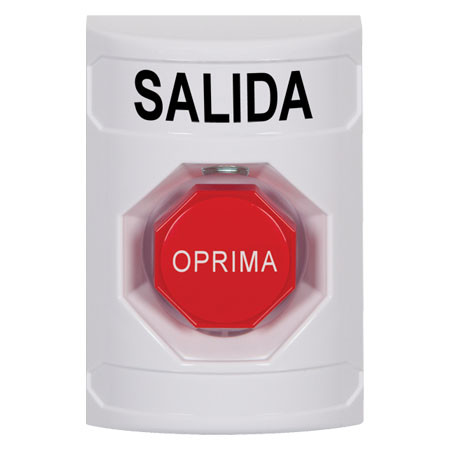 SS2302XT-ES STI White No Cover Key-to-Reset (Illuminated) Stopper Station with EXIT Label Spanish