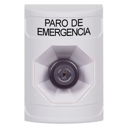 SS2303ES-ES STI White No Cover Key-to-Activate Stopper Station with EMERGENCY STOP Label Spanish