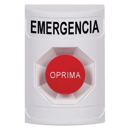 SS2304EM-ES STI White No Cover Momentary Stopper Station with EMERGENCY Label Spanish