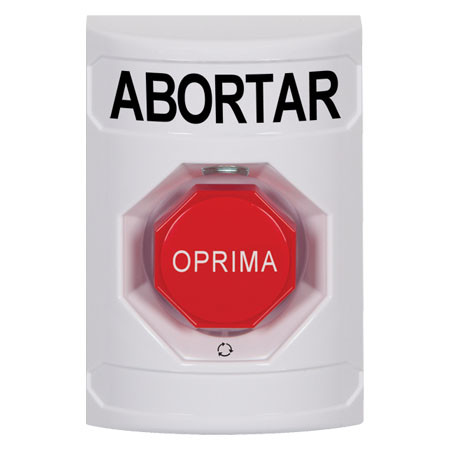 SS2309AB-ES STI White No Cover Turn-to-Reset (Illuminated) Stopper Station with ABORT Label Spanish