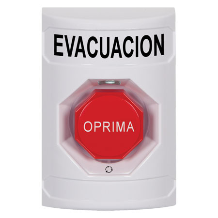 SS2309EV-ES STI White No Cover Turn-to-Reset (Illuminated) Stopper Station with EVACUATION Label Spanish