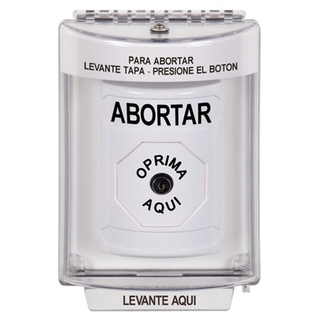 SS2330AB-ES STI White Indoor/Outdoor Flush Key-to-Reset Stopper Station with ABORT Label Spanish