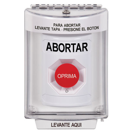 SS2341AB-ES STI White Indoor/Outdoor Flush w/ Horn Turn-to-Reset Stopper Station with ABORT Label Spanish