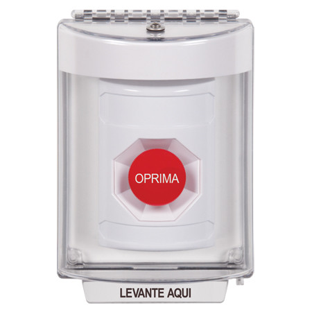 SS2344NT-ES STI White Indoor/Outdoor Flush w/ Horn Momentary Stopper Station with No Text Label Spanish