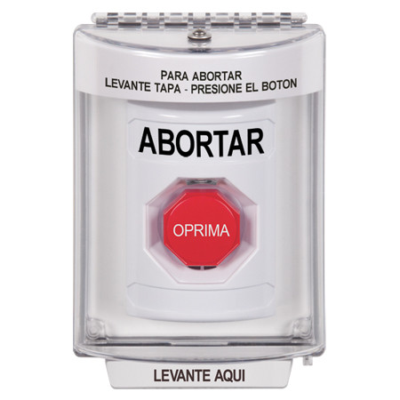 SS2345AB-ES STI White Indoor/Outdoor Flush w/ Horn Momentary (Illuminated) Stopper Station with ABORT Label Spanish