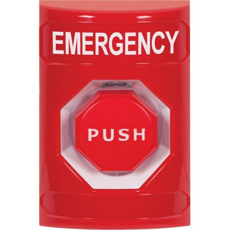 SS2008EM-EN STI Red No Cover Pneumatic (Illuminated) Stopper Station with EMERGENCY Label English