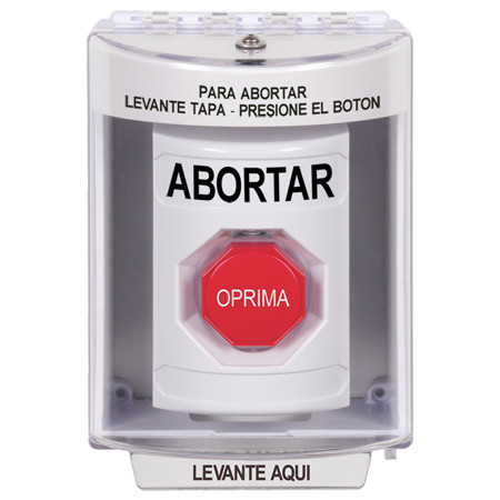 SS2385AB-ES STI White Indoor/Outdoor Surface w/ Horn Momentary (Illuminated) Stopper Station with ABORT Label Spanish