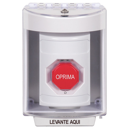 SS2389NT-ES STI White Indoor/Outdoor Surface w/ Horn Turn-to-Reset (Illuminated) Stopper Station with No Text Label Spanish