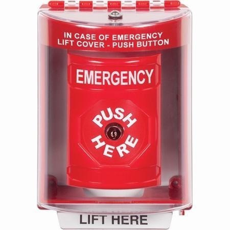 SS2070EM-EN STI Red Indoor/Outdoor Surface Key-to-Reset Stopper Station with EMERGENCY Label English