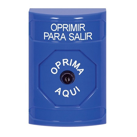 SS2400PX-ES STI Blue No Cover Key-to-Reset Stopper Station with PUSH TO EXIT Label Spanish