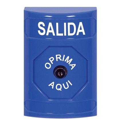 SS2400XT-ES STI Blue No Cover Key-to-Reset Stopper Station with EXIT Label Spanish