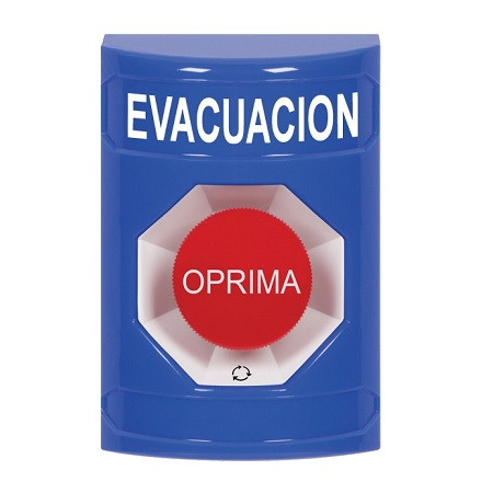 SS2401EV-ES STI Blue No Cover Turn-to-Reset Stopper Station with EVACUATION Label Spanish