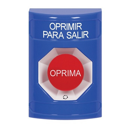 SS2401PX-ES STI Blue No Cover Turn-to-Reset Stopper Station with PUSH TO EXIT Label Spanish