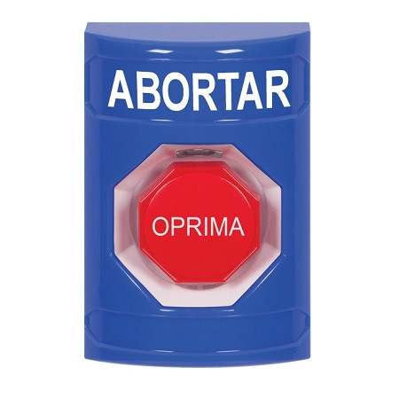 SS2402AB-ES STI Blue No Cover Key-to-Reset (Illuminated) Stopper Station with ABORT Label Spanish