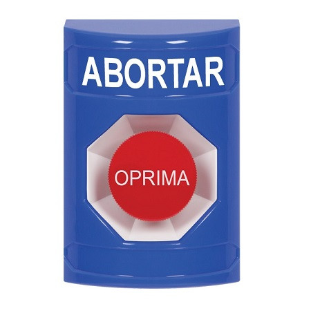SS2404AB-ES STI Blue No Cover Momentary Stopper Station with ABORT Label Spanish