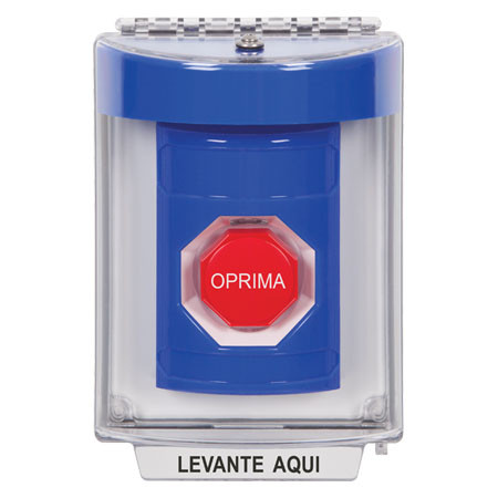 SS2432NT-ES STI Blue Indoor/Outdoor Flush Key-to-Reset (Illuminated) Stopper Station with No Text Label Spanish