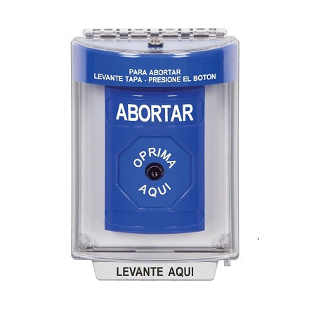 SS2440AB-ES STI Blue Indoor/Outdoor Flush w/ Horn Key-to-Reset Stopper Station with ABORT Label Spanish