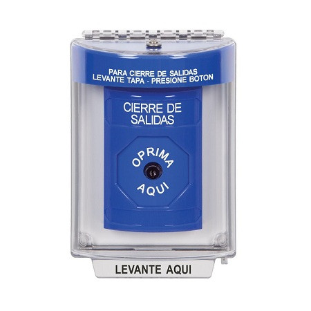 SS2440LD-ES STI Blue Indoor/Outdoor Flush w/ Horn Key-to-Reset Stopper Station with LOCKDOWN Label Spanish