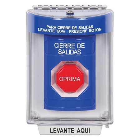 SS2442LD-ES STI Blue Indoor/Outdoor Flush w/ Horn Key-to-Reset (Illuminated) Stopper Station with LOCKDOWN Label Spanish