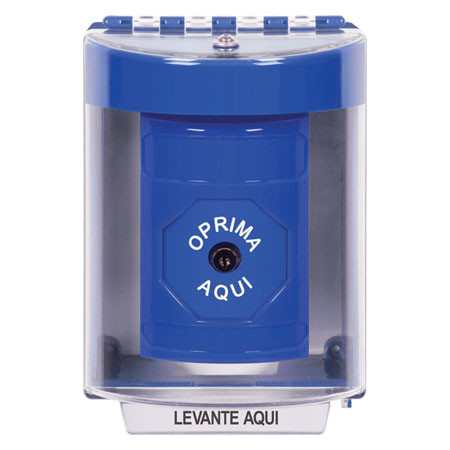 SS2470NT-ES STI Blue Indoor/Outdoor Surface Key-to-Reset Stopper Station with No Text Label Spanish