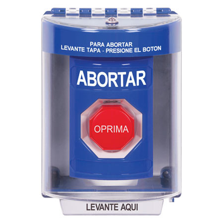 SS2485AB-ES STI Blue Indoor/Outdoor Surface w/ Horn Momentary (Illuminated) Stopper Station with ABORT Label Spanish