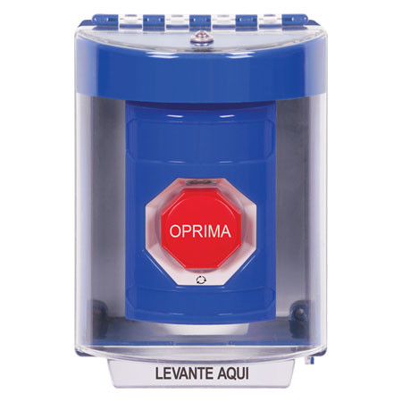 SS2489NT-ES STI Blue Indoor/Outdoor Surface w/ Horn Turn-to-Reset (Illuminated) Stopper Station with No Text Label Spanish