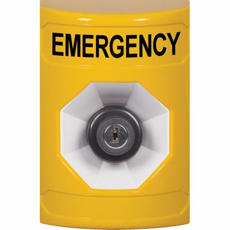 SS2203EM-EN STI Yellow No Cover Key-to-Activate Stopper Station with EMERGENCY Label English