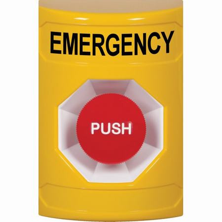 SS2204EM-EN STI Yellow No Cover Momentary Stopper Station with EMERGENCY Label English