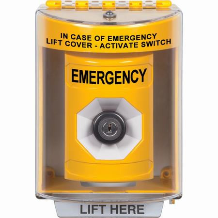 SS2273EM-EN STI Yellow Indoor/Outdoor Surface Key-to-Activate Stopper Station with EMERGENCY Label English