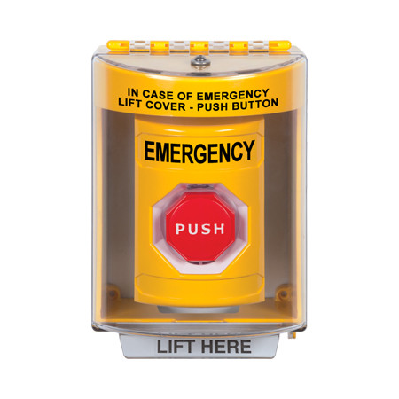 SS2282EM-EN STI Yellow Indoor/Outdoor Surface w/ Horn Key-to-Reset (Illuminated) Stopper Station with EMERGENCY Label English
