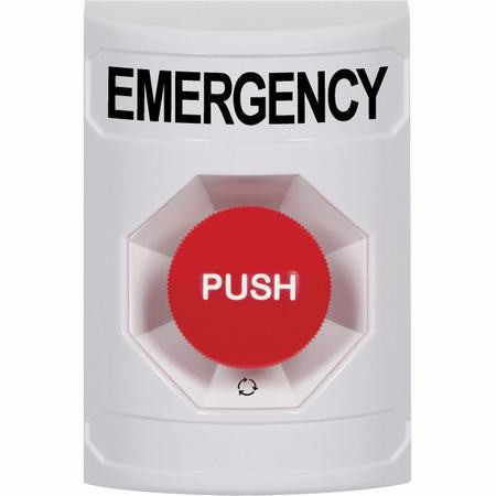 SS2301EM-EN STI White No Cover Turn-to-Reset Stopper Station with EMERGENCY Label English