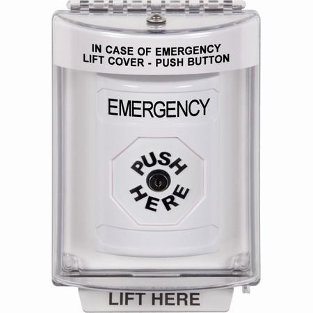 SS2340EM-EN STI White Indoor/Outdoor Flush w/ Horn Key-to-Reset Stopper Station with EMERGENCY Label English