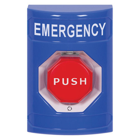SS2409EM-EN STI Blue No Cover Turn-to-Reset (Illuminated) Stopper Station with EMERGENCY Label English