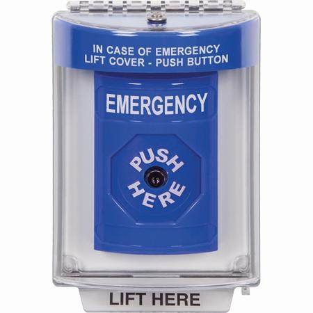 SS2440EM-EN STI Blue Indoor/Outdoor Flush w/ Horn Key-to-Reset Stopper Station with EMERGENCY Label English